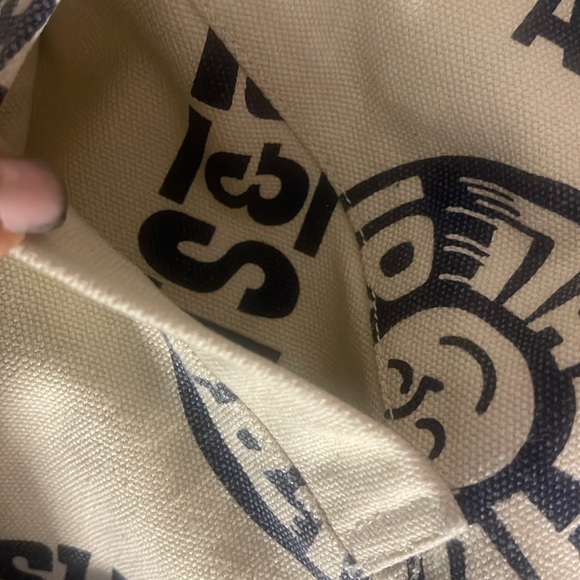 NWT Deus Ex Machina Men’s M Cream/Black Jacket Zip Close Denim Text Pattern Logo - Picture 5 of 10